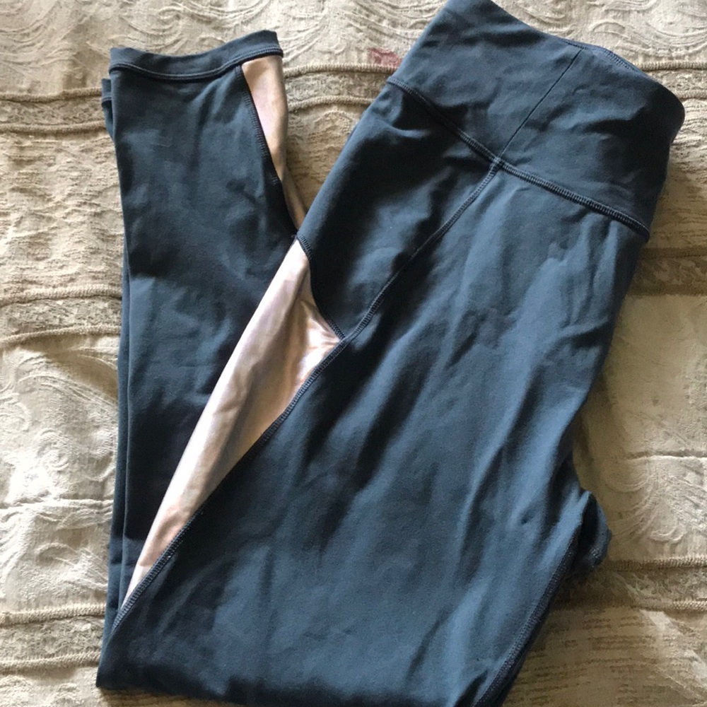 Grey and metallic pink leggings